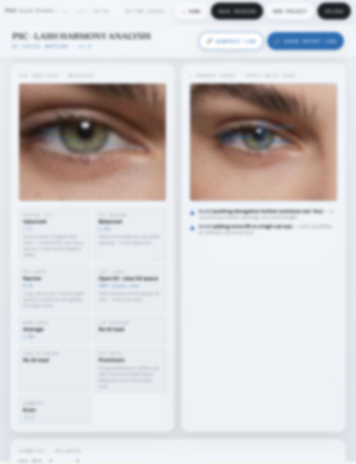 PSC Lashes written Lash Harmony Analysis report